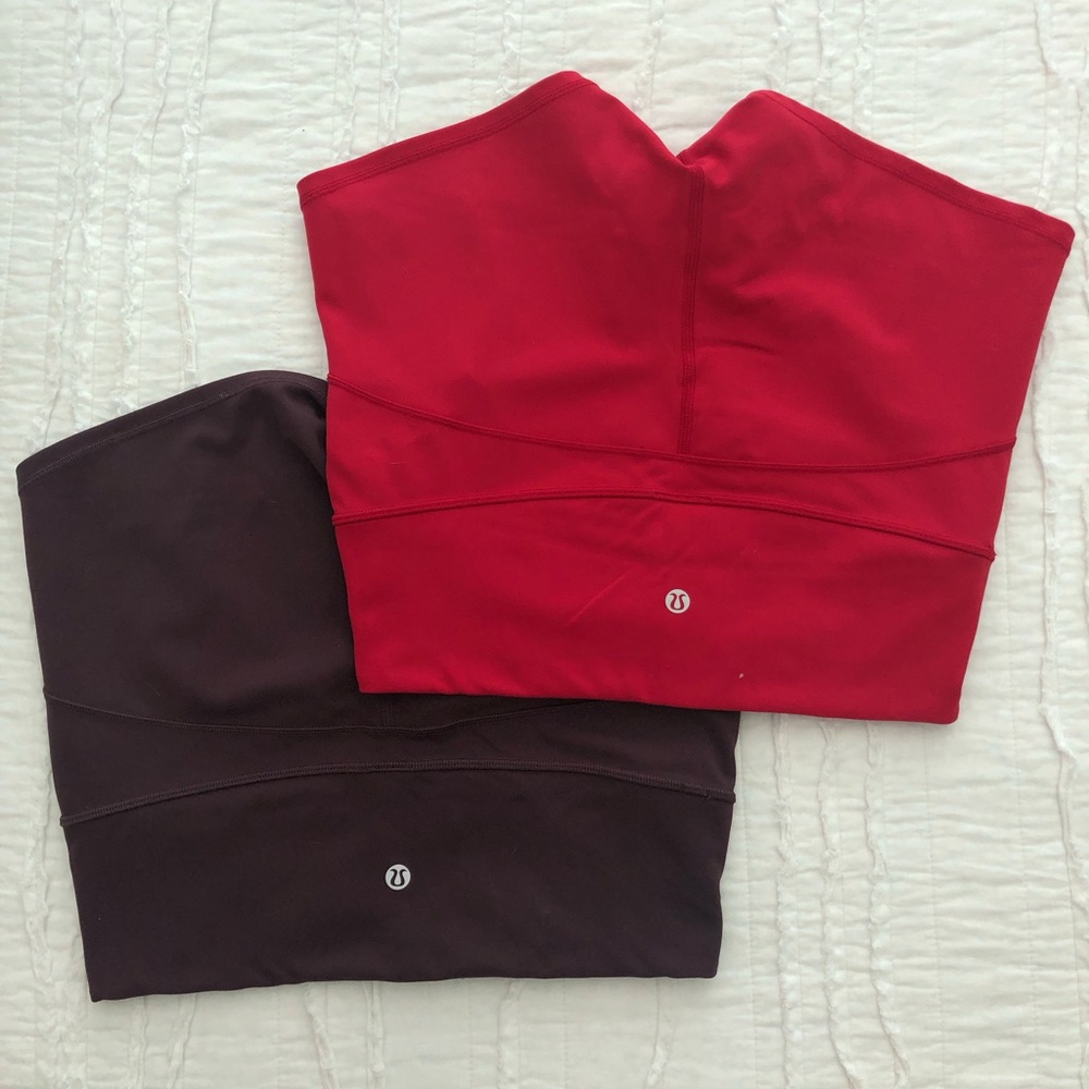 two pair of lulu lemon athletic shorts